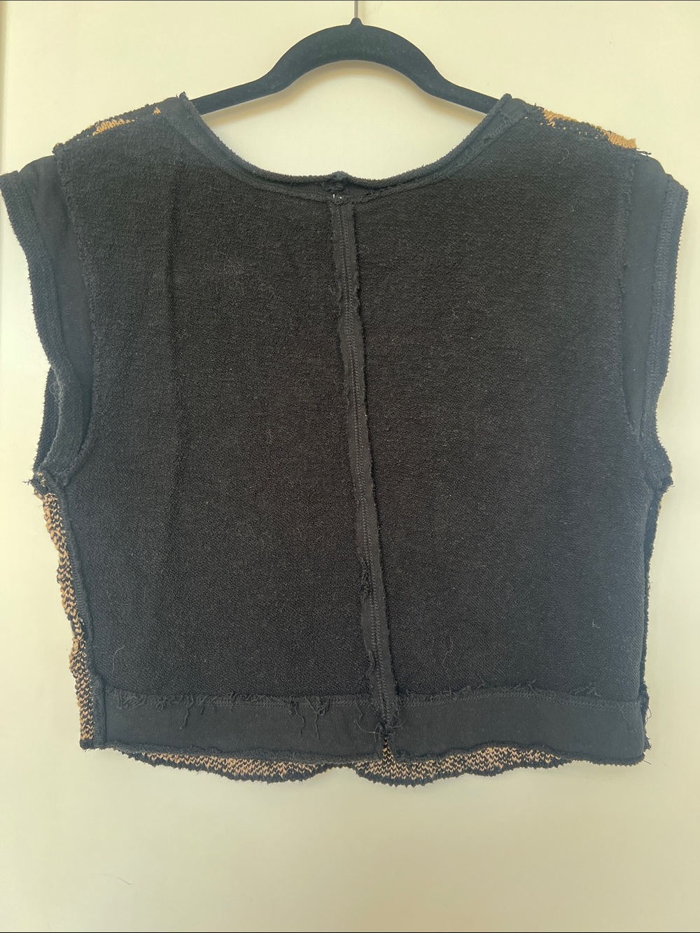 Free People Black and Beige Checkered V-Neck Sweater Vest - Picture 4 of 7